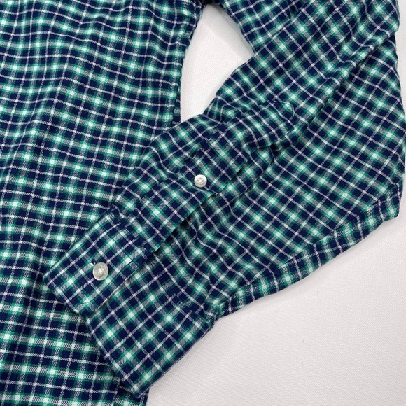 Vineyard Vines Flannel Shirt Plaid Button Navy Blue Green Outdoor Grunge Western - Picture 3 of 15